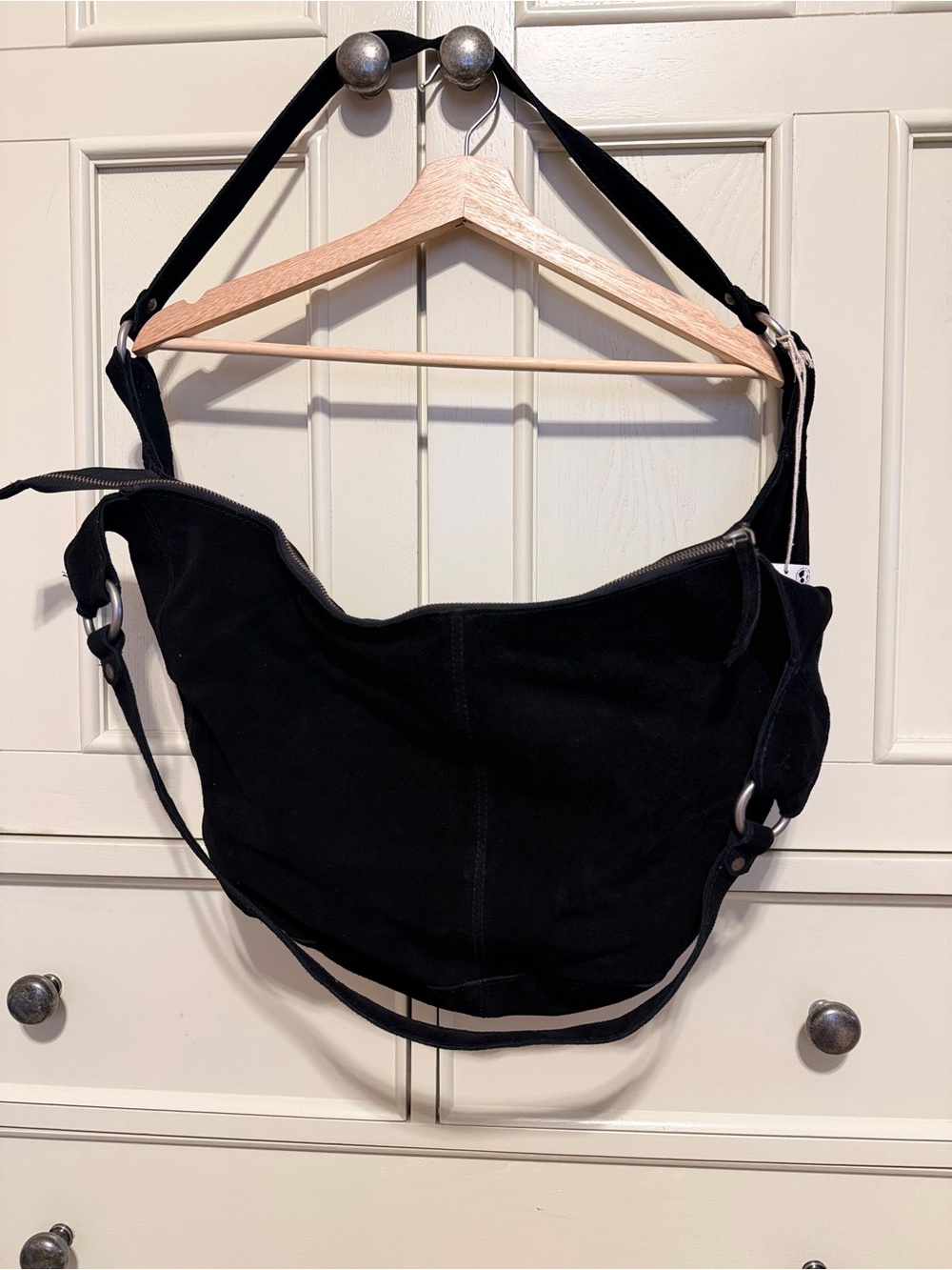 Free People Black Suede Hobo Shoulder Bag